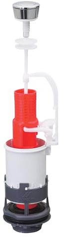 Wirquin 10724082 Mécanisme chasse d'eau wc simple chasse avec bouton poussoir à bouton indépendant MP, gris