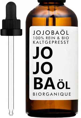 Aceite de Jojoba - 100% Orgánico, Puro, Natural y Prensado en frío - 50 ml - para el cuidado del cabello, cuerpo, piel - Ecológico