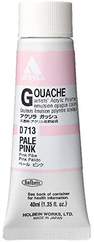 Holbein Acrylic Gouache Artists Acrylic Polymer Emulsion, 40ml Pale Pink (D713A)