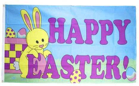 Flaggenfritze Flagge Happy Easter mit Osterhase 90x150cm