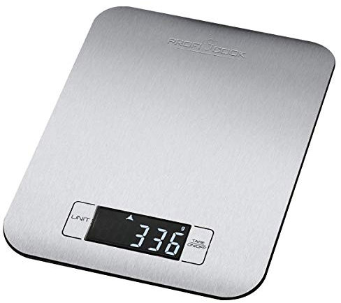 ProfiCook® Küchenwaage 1g-Schritte | Messbereich bis 5000g | Küchenwaage digital mit Tara-Funktion | Waage Küchenwaage | großes LCD-Display | digitale Küchenwaage | Waage Küche Edelstahl | PC KW 1061