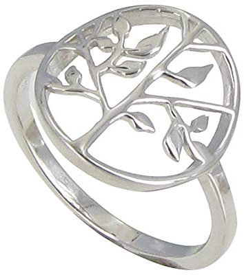 LES POULETTES BIJOUX - Bague Argent 925 Rhodié Arbre de Vie - Taille 58