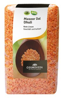 Cosmoveda - Bio Masoor Dal (rote Linsen, geschält und halbiert), 1er Pack (1 x 500g) - BIO