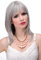 WIG ME UP - 3003-51 Schulterlange Damen Perücke Grau Grau glatte Haare mit Pony ca. 50 cm
