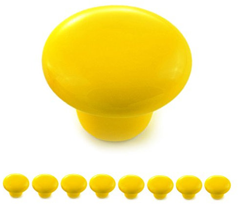 Poignée-bouton rond en porcelaine, bouton de meuble, bouton de tiroir, bouton de placard, poignée en céramique, relooking déco intérieur, vintage, couleur: jaune, de la marque Ganzoo – lot de 8 boutons