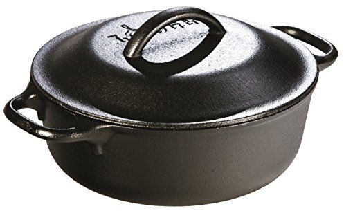 Lodge 1.89 Litre / 2 Quart Pre-Seasoned Cast Iron Serving Pot, Black, 2-Qt