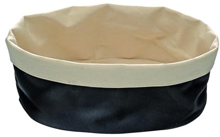 APS 30361 Runder Baumwoll-Brotkorb mit einstellbarer Höhe, 20 x 15 x 10 cm Schwarz/Beige