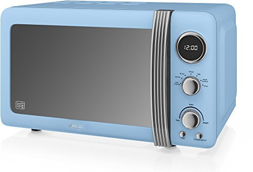 Swan Retro Digital Microwave Blue, 20 L, 800 W, 6 Power Levels Including Defrost Setting, SM22030BLN