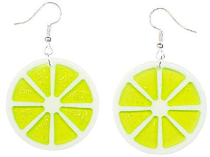 Miniblings Limetten Limettenscheiben Party Ohrringe - Handmade Modeschmuck I Sommer Ferien Urlaub grün - Ohrhänger Ohrschmuck versilbert