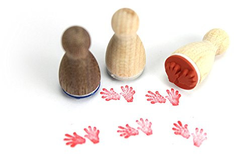 Stemplino® Ministempel - Motiv: Hände - 12mm Durchmesser - Holzstempel für Kinder, Bullet Journal Mit Hand Motiv