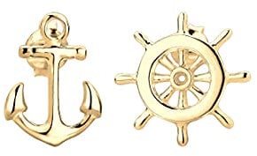 Elli Ohrringe Damen Anker Steuerrad Maritim Meer in 925 Sterling Silber vergoldet