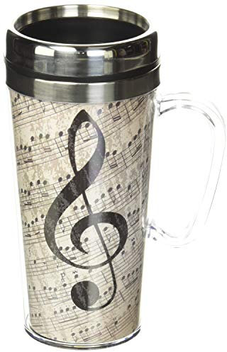 Spoontiques 17242 Music Insulated Travel Mug, Acrylic Stainless Steel, Multicolor