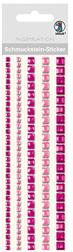 Ursus 75030004 - Schmuckstein Sticker, Bordüren, quadratisch, pink/rosa, 5 Stück in verschiedenen Größen, selbstklebend, einfach von der Folie abzuziehen, in verschiedenen Farbtönen