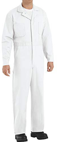 Red Kap Herren-Overall, Knopfleiste aus Baumwolle, Weiß, 56 hoch