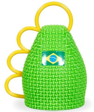 Lot de 4 Caxirola Brésil coupe du monde évenement sportif fête national accéssoire supporter avec son harmonieux, pas cher pour La Coupe du monde de football semblable à une maracas Fait de plastique et plein de billes de plast