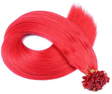 Keratin Bonding - # RED - 50cm - 300 Strähnen - 0,5g - 100% Remy Echthaar Haarverlängerung U-Tip Extensions hohe Qualität by NOVON Hair Extention mit sehr hoher Qualität