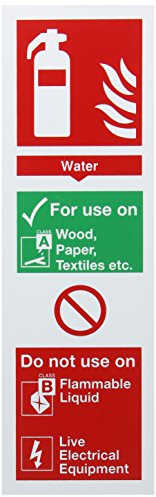 SIGNSLAB F100/R Safety Sign Fire Extinguisher Water, PVC, 280 mm x 90 mm