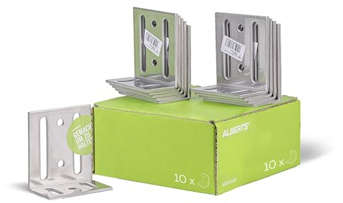 Alberts 851835 Verstellwinkel | mit Langloch | Edelstahl | 35 x 75 x 65 mm | 10er Set
