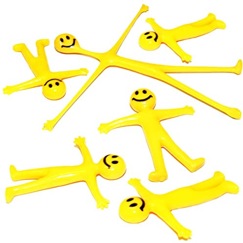 SHATCHI Yellow 20Pk Stretchy Bag Fillers for Kids Birthday Party Unisex Strechy Smile Men Toys Ideal for Classroom Gifts Lucky Dip Prizes Giveaways Pinata Stocking Favours for Boys & Girls, 20Pcs