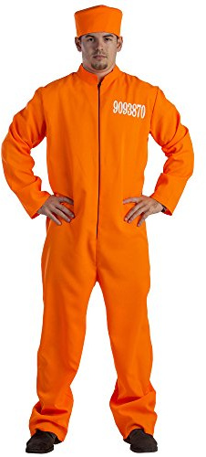 Dress Up America Häftling Kostüm Für Erwachsene - Gefangenenkostüm Für Erwachsene - Orangefarbener Overall Und Hut - Rollenspiel- Und Cosplay-Kostüm