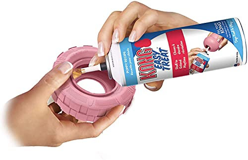 KONG Puppy Tires - Kauspielzeug aus Naturkautschuk - Befüllbares Hundespielzeug für Leckerlis & Snacks - Für Mittelgroße/Große Welpen