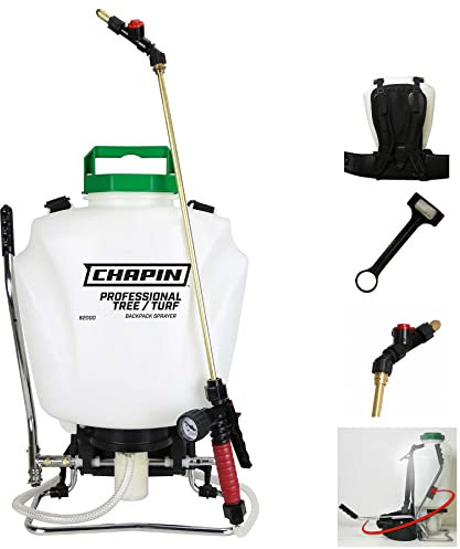 Chapin International 62000 Tree and Turf Pro Commercial Backpack Sprayer with Control Flow Valve Technology for Fertilizer, Herbicides and Pesticides, 4 gal, Translucent White