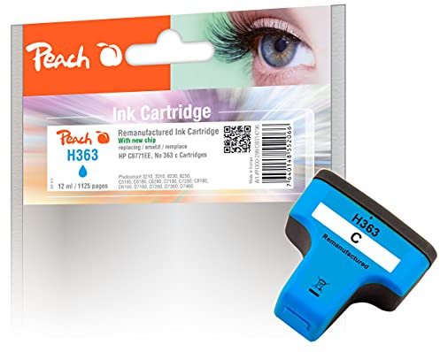 Peach H363 Druckerpatrone XL cyan ersetzt HP No. 363 c, C8771EE für z.B. HP PhotoSmart C 5180, HP PhotoSmart C 6270, HP PhotoSmart C 6280, HP PhotoSmart 3210, HP PhotoSmart C 8180, HP PhotoSmart 3100