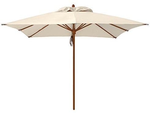 anndora® Teleskopschirm 3 x 3 m eckig Sonnenschirm Marktschirm wasserabweisend Natural Creme Weiß