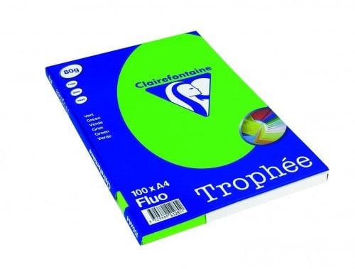 Clairefontaine 4128C - Ries Druckerpapier / Kopierpapier Clairalfa PPP, DIN A4, 80g, 100 Blatt, Neon Grün, 1 Ries