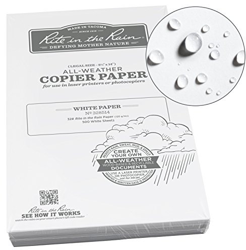Rite in the Rain wetterfest Laser Drucker Papier, Legal Größe 8 1/5,1 x 35,6 cm 32# weiß, 500 Blatt Pack (Nr. 328514)