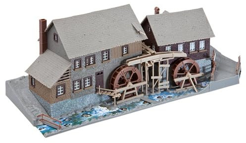 FALLER Hexenlochmühle Modellbausatz mit 255 Einzelteilen 310 x 130 x 115 mm I Modelleisenbahn Zubehör H0 I Modelleisenbahn H0 Schwarzwaldmühle, Weiß