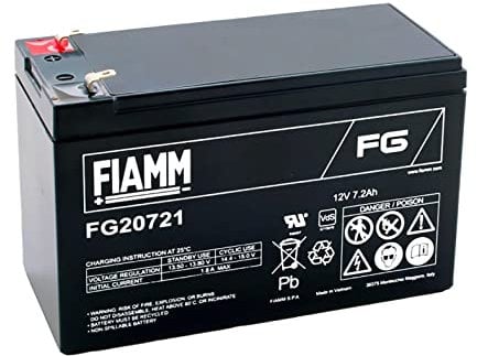 FIAMM FG20721 Inverter Battery 7.2Ah 12V - Inverter Batteries (Black, 7.2Ah, 12V, 1pc(s), 5 Year(s), 2.43kg)