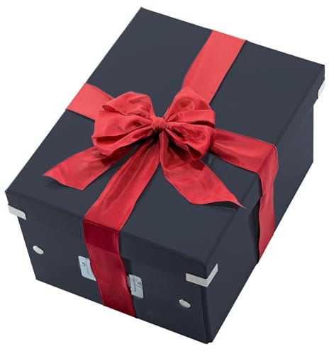 Leitz Click & Store Aufbewahrungsbox mit Deckel Klein, Box für Unterlagen bis A5 im Büro u. Haushalt, Transportbox aus 84% recycelter Premium-Hartpappe, Etikettenhalter, Schwarz, 60430095