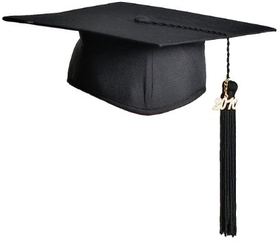 Robe Academicus Hochwertiger Superior Hut mit schwarzer Tassel und akt. Jahreszahl