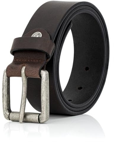 LINDENMANN Leder-Gürtel Herren 40 mm breit, Gürtel Herren Büffelleder braun, Größe/Size:Bundweite 120 cm Gesamtlänge 135 cm W 47.2 XXL