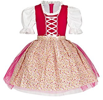 tanzmuster Dirndl Ballerina 3 srati di Tulle Fucsia, 92/98 (3-4 Anni)