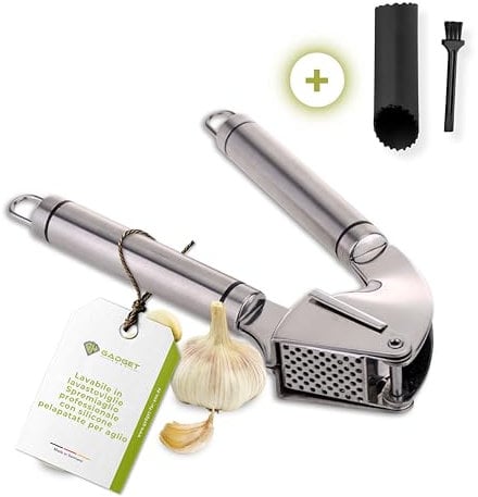 Presse-ail professionnel résistant au lave-vaisselle avec éplucheur d'ail en silicone