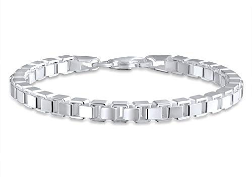 Bling Jewelry Pulsera De Cadena De Eslabones Sólidos De Espejo Veneciano Unisex Para Hombres Adolescentes Hecha En Italia Con Plata Esterlina .925 De 8 Pulgadas