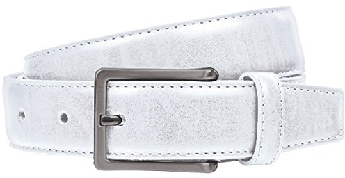 LINDENMANN Leder-Gürtel Herren 30mm breit, Gürtel Herren Vollrindleder weiß, Größe/Size:90