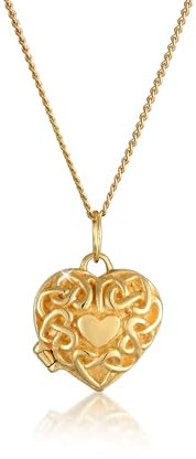 Elli Halskette Damen Herz Ornament Amulett Medaillon In 585 Gelbgold