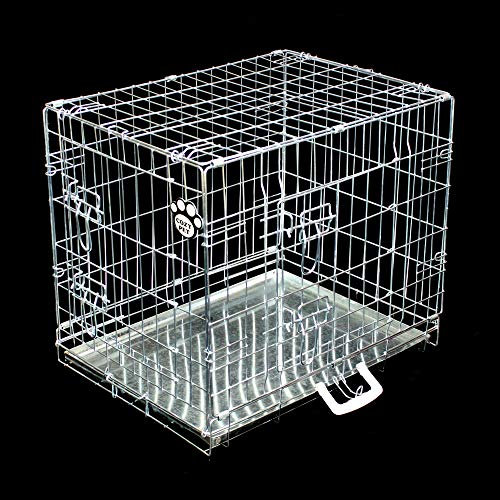 Cozy Pet Metal Tray Dog Cage 24 Puppy Crate in Silver Zinc Coated 62cm Long with Easy-to-Clean Removable Galvanised Metal Tray and 2 Lockable Doors 5 Model DC24S