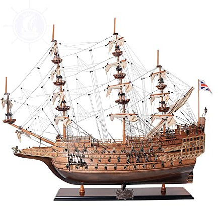 Old Modern Handicrafts Museum-Quality Wooden Model Ship HMS Sovereign of The Seas - 37L x 12W x 35H Inches