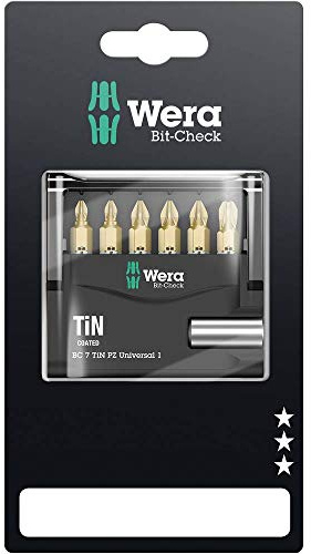 Wera Bit-Sortiment, Bit-Check 7 TiN PZ Universal 1 SB, 7-teilig, 05073538001