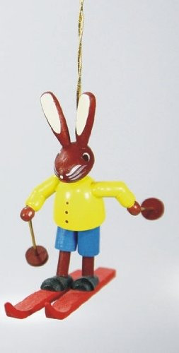 Skihasen zum Hängen 5,5 cm Osterhasen Osterdeko Erzgebirge NEU
