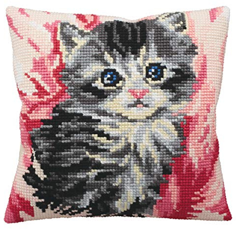 MISTIGRI KATZE AUF LEINWAND, GROSS, STICKSET KREUZSTICH, OHNE KISSENRÜCKWAND