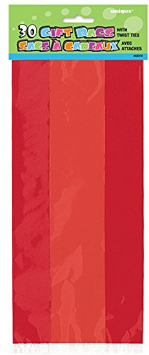 Ruby Red Large Cellophane Bags (27cm x 12cm) 30 Count - Vibrant and Durable Packaging for Gifts and Treats