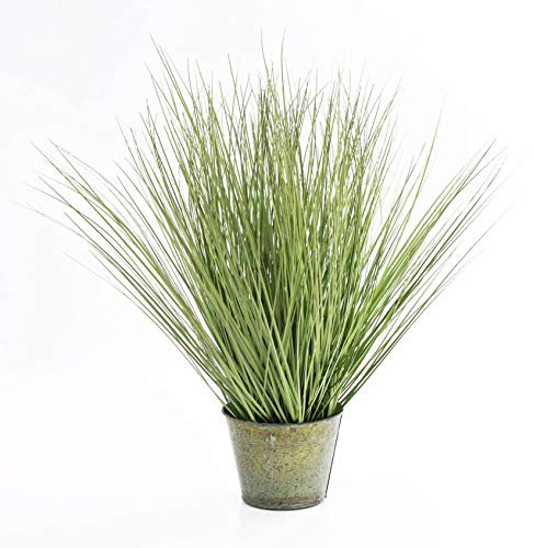 artplants.de Deko Fuchsschwanzgras im Metalltopf, grün, 65cm - Kunstpflanze im Topf - Künstliches Gras
