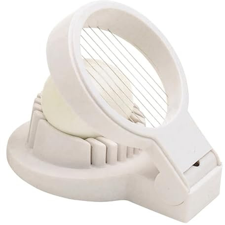 KitchenCraft Cortador de Huevos, Cortador de Huevos Multifuncional, Plástico con Alambre de Acero Inoxidable, 12 x 9 x 4 cm, Blanco