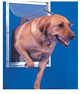 Ideal Pet Products Deluxe-Aluminium-Tür mit Teleskoprahmen, extra groß, 26,7 x 38,1 cm, Klappengröße, Weiß