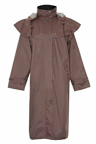 Womens Long Riding Coat Ladies Waterproof Full Length Jacket (14, Brown)